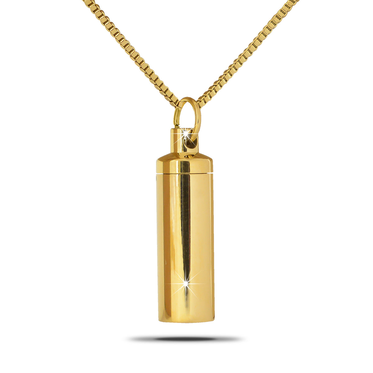 Gold Steel Cylinder Jewelry Urn