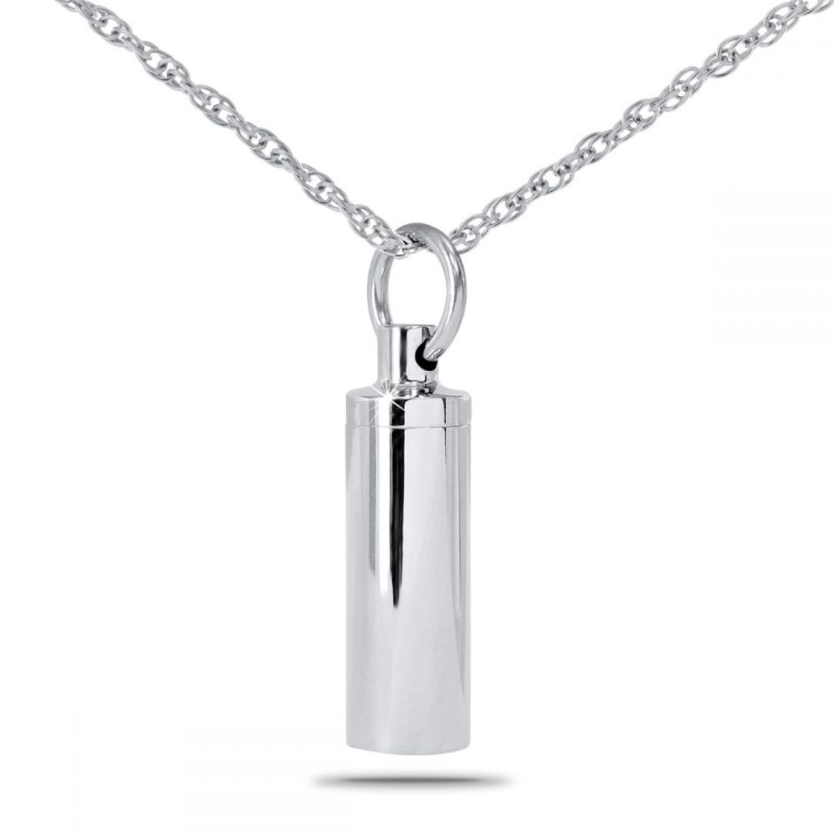 Silver Cylinder Jewelry Urn