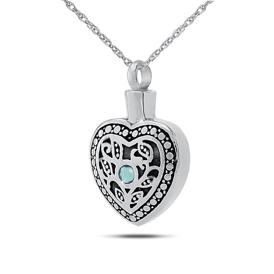 March w/ Aquamarine Stainless Steel Keepsake